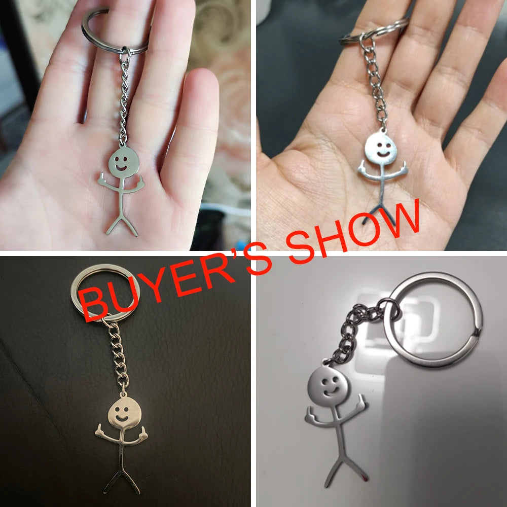 Teamer Funny Middle Finger Stickman Keychain 2026 Cute Trend School Bag Car Key Pendant Couple New Trinket Gift Keyring