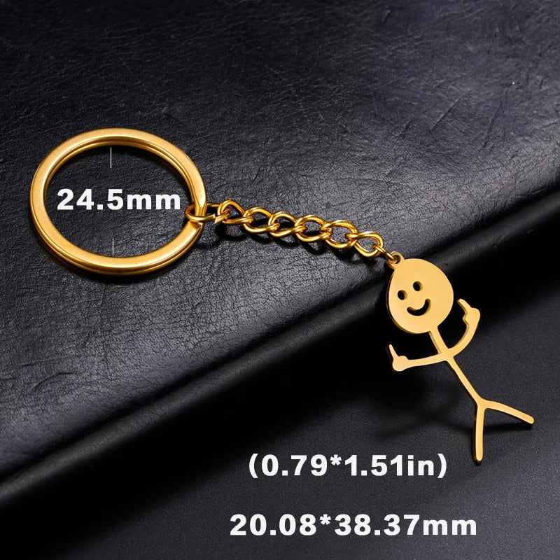 Teamer Funny Middle Finger Stickman Keychain 2026 Cute Trend School Bag Car Key Pendant Couple New Trinket Gift Keyring