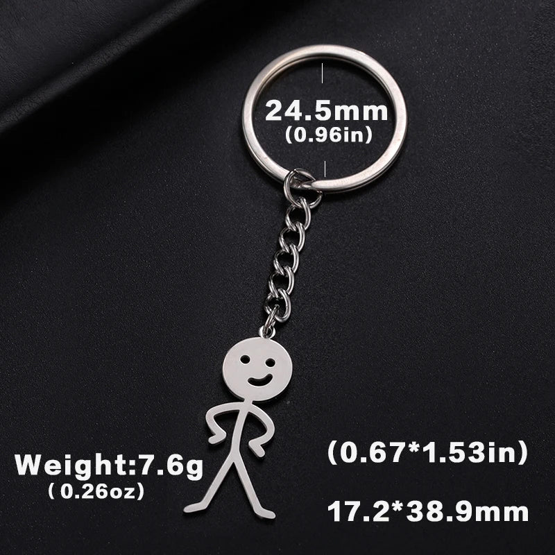 Teamer Funny Middle Finger Stickman Keychain 2026 Cute Trend School Bag Car Key Pendant Couple New Trinket Gift Keyring