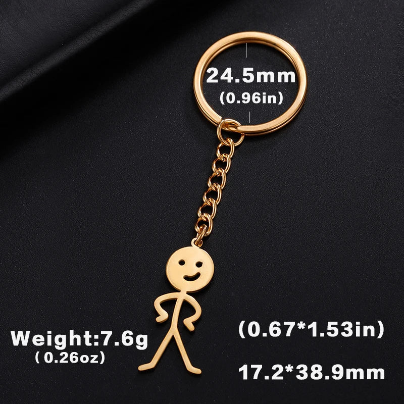 Teamer Funny Middle Finger Stickman Keychain 2026 Cute Trend School Bag Car Key Pendant Couple New Trinket Gift Keyring