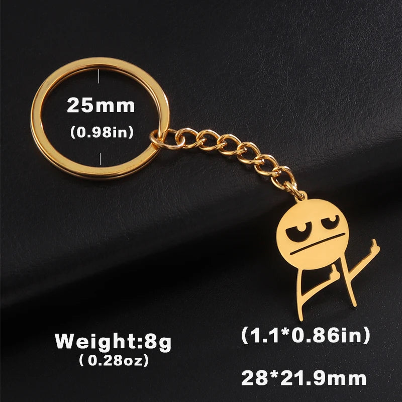 Teamer Funny Middle Finger Stickman Keychain 2026 Cute Trend School Bag Car Key Pendant Couple New Trinket Gift Keyring