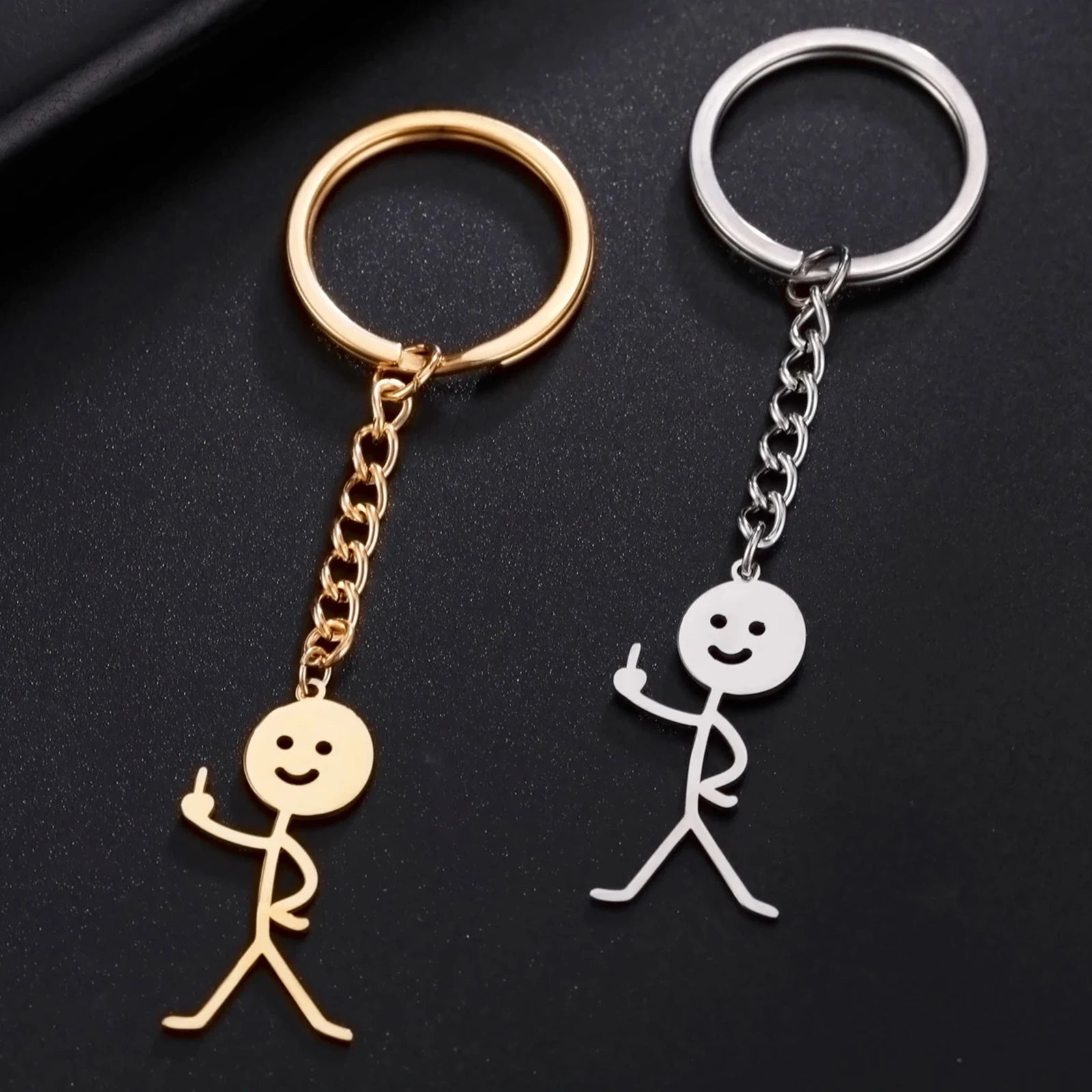 Teamer Funny Middle Finger Stickman Keychain 2026 Cute Trend School Bag Car Key Pendant Couple New Trinket Gift Keyring